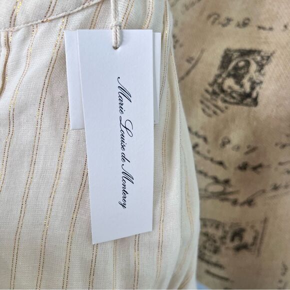 Sz 10 Marie Louise de Monterey AMELIE BLOUSE IN ECRU / GOLD STRIPE NWT $143 MSRP - Picture 9 of 12